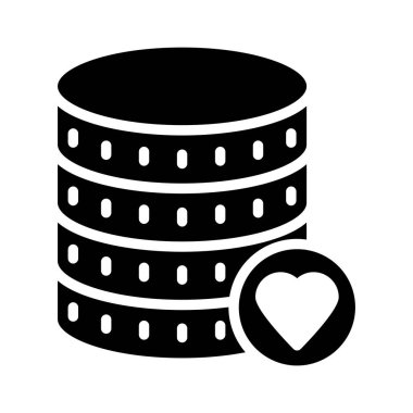 favori veritabanı glyph düz vektör simgesi