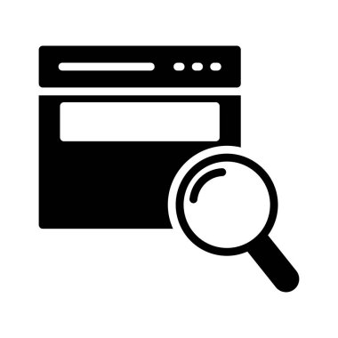 arama web sayfası glyph düz vektör simgesi