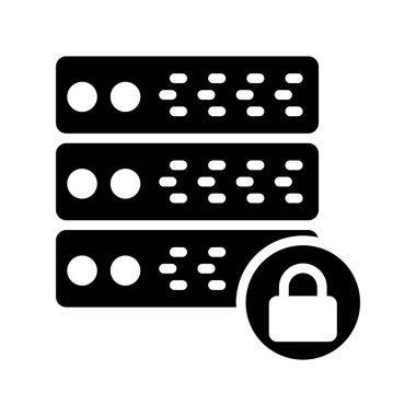 güvenli sunucu glyph düz vektör simgesi