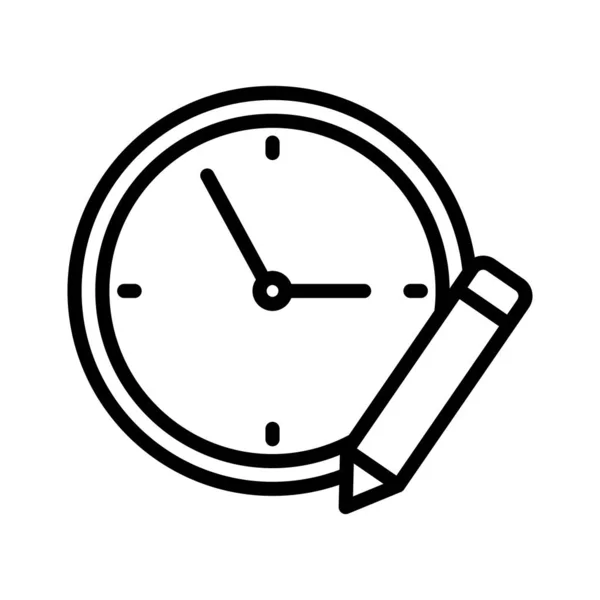 Uhr Dünne Linie Vektorsymbol Bearbeiten — Stockvektor
