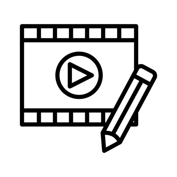 Modificare Pellicola Video Sottile Linea Vettoriale Icona — Vettoriale Stock