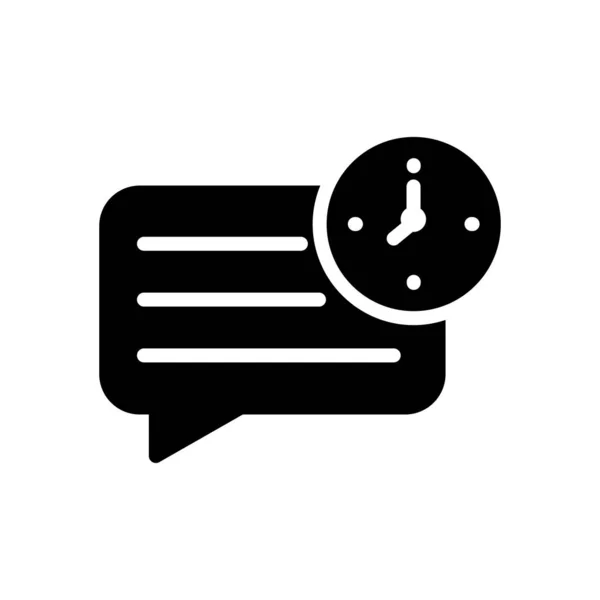Tiempo Chat Glifo Plano Icono Vector — Vector de stock