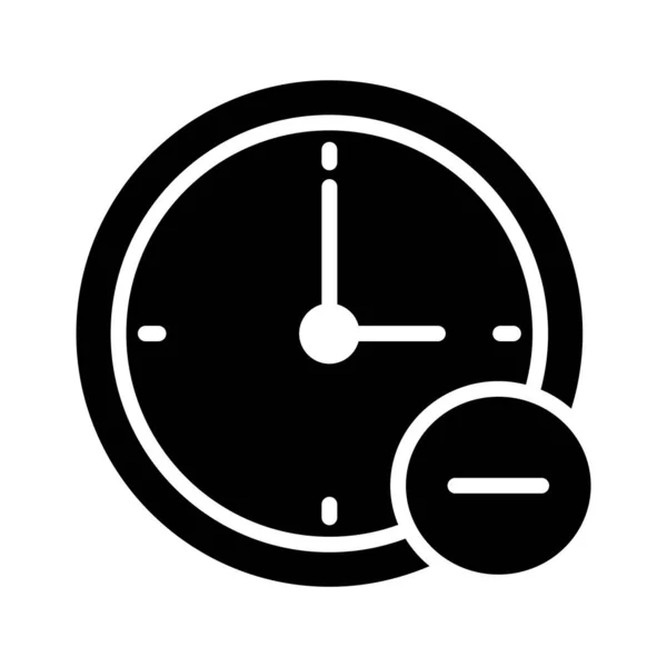 Clock Glyph Flat Vector Icon Entfernen — Stockvektor