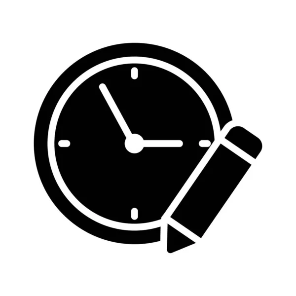Editar Relógio Glifo Ícone Vetor Plana —  Vetores de Stock