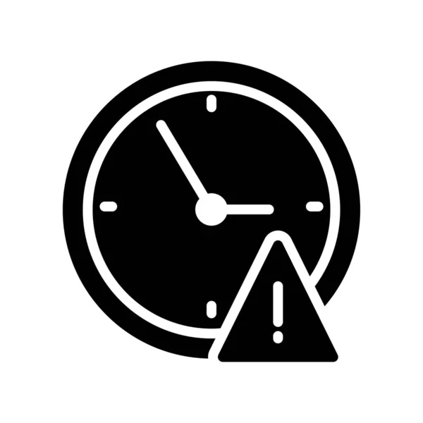 Error Clock Glyph Flat Vector Icon — Stock Vector