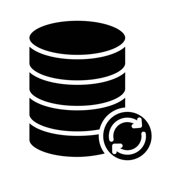 Actualiser Base Données Glyphe Icône Vectorielle Plate — Image vectorielle