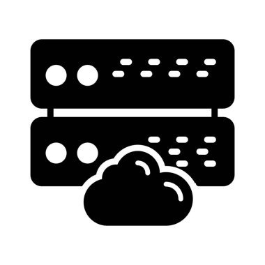 bulut sunucu glyph düz vektör simgesi