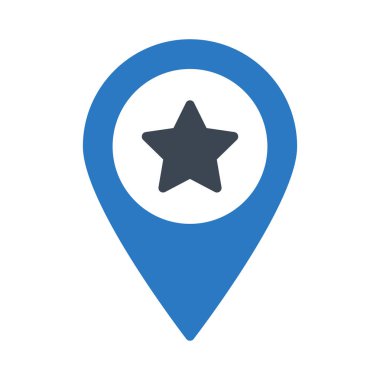 yıldızlı gps glyph renk vektör simgesi 