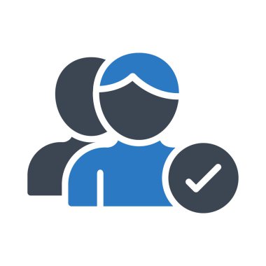 doğrulanmış grup glyph renk vektör simgesi 