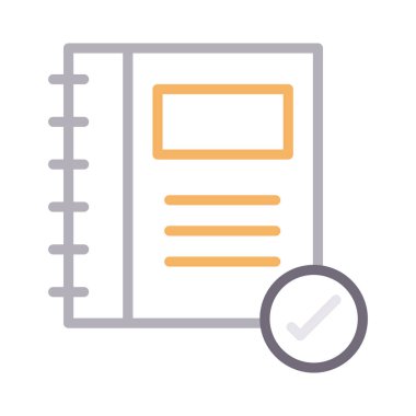 not defteri rengi ince çizgi vektör simgesini kontrol edin 