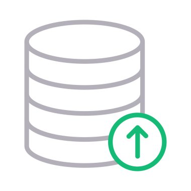 yükleme veritabanı renk ince çizgi vektör simgesi 