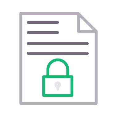 güvenli dosya rengi ince çizgi vektör simgesi 