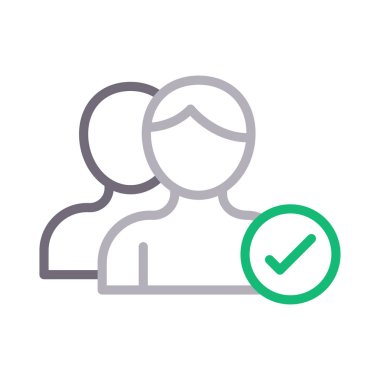 doğrulanmış grup rengi ince çizgi vektör simgesi 