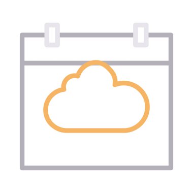 bulut takvim renk ince çizgi vektör simgesi 