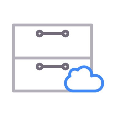 bulut dolabı renk ince çizgi vektör simgesi 