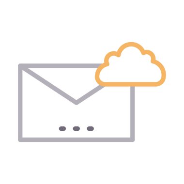 bulut e-posta renk ince çizgi vektör simgesi 