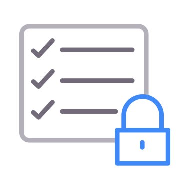 güvenli denetim listesi renk ince çizgi vektör simgesi 