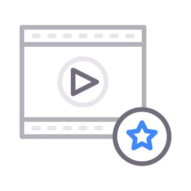 favori filmşeridi video renk ince çizgi vektör simgesi 
