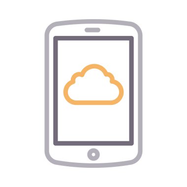 bulut mobil renk ince çizgi vektör simgesi