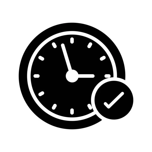 Comprobar Reloj Glifo Icono Vector Plano — Vector de stock