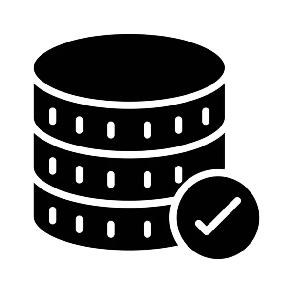 Check Database Glyph Flat Vector Icon — Stock Vector