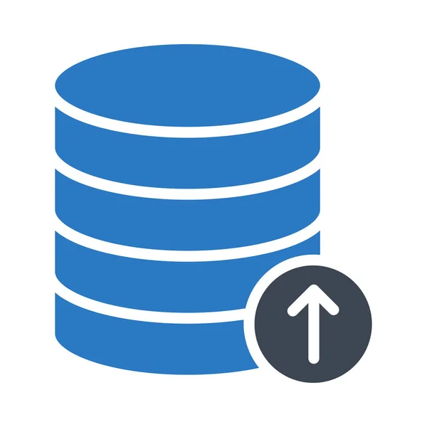 Hochladen Von Datenbank Glyphen Farbvektorsymbol — Stockvektor