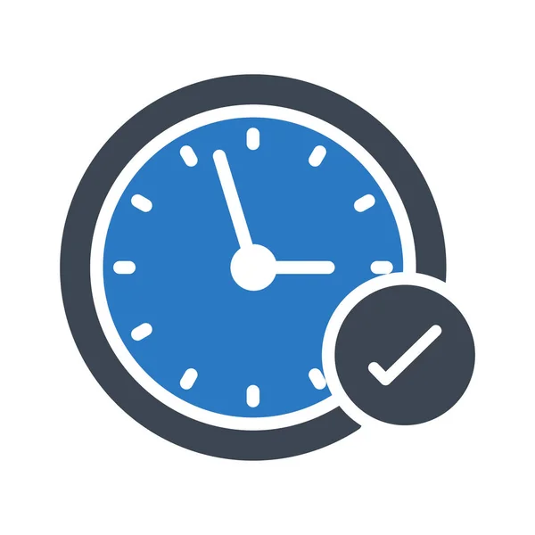 Check Clock Glyph Color Vector Icon — Stock Vector