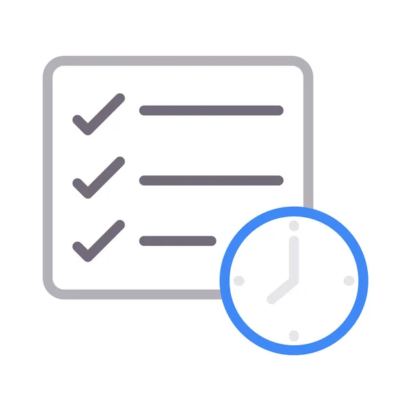 Checklist Délai Couleur Ligne Mince Vecteur Icône — Image vectorielle