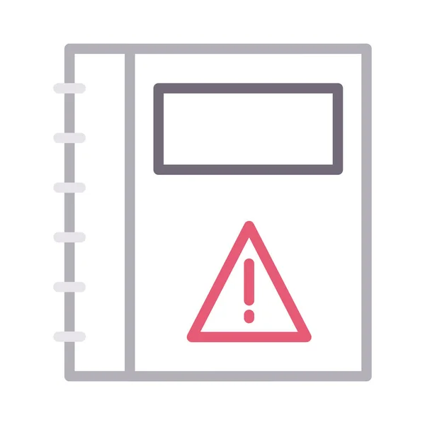 Warnung Notebook Farbe Dünne Linie Vektor Symbol — Stockvektor