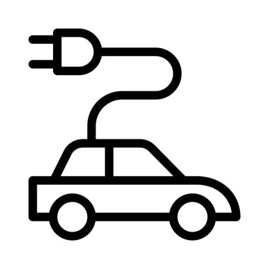 elektrikli araba ince çizgi vektör simgesi