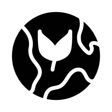 yeşil dünya glyph düz vektör simgesi