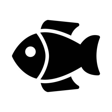 balık glyph düz vektör simgesi