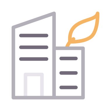 yeşil bina ince renk çizgisi vektör simgesi