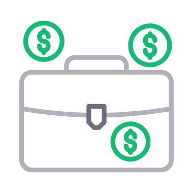 dolar çanta ince renk çizgisi vektör simgesi