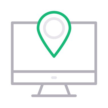 çevrimiçi konum ince renk çizgisi vektör simgesi