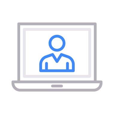 dizüstü bilgisayar profili ince renk çizgisi vektör simgesi