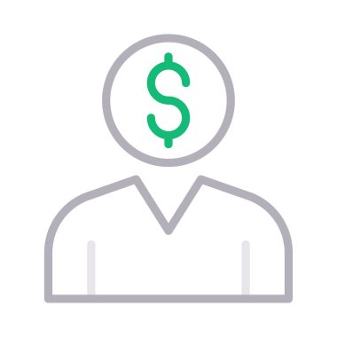 dolar profil ince renk çizgisi vektör simgesi