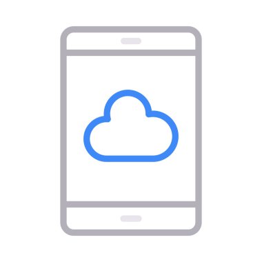 bulut mobil ince renk çizgisi vektör simgesi