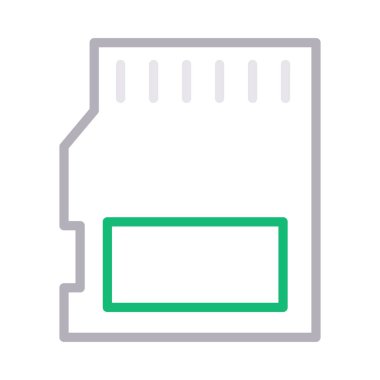 bellek kartı ince renk çizgisi vektör simgesi