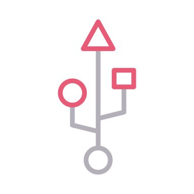 usb port ince renk çizgisi vektör simgesi