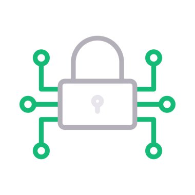 siber kilit ince renk çizgisi vektör simgesi