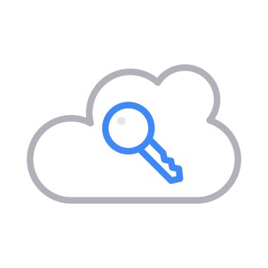 bulut tuşu ince renk çizgisi vektör simgesi