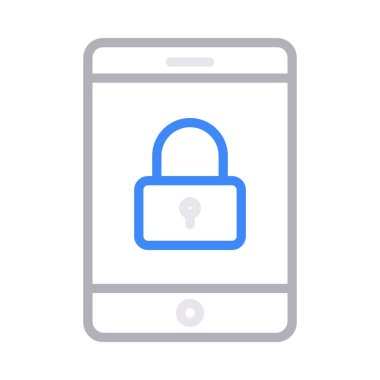 mobil kilit ince renk çizgisi vektör simgesi