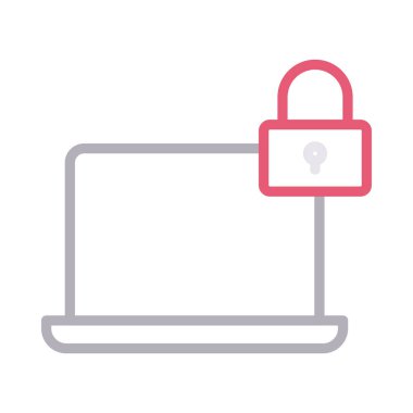 güvenli laptop ince renk hat vektör simge
