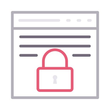 güvenli web sayfası ince renk çizgisi vektör simgesi