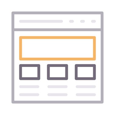 web sayfası ince renk çizgisi vektör simgesi