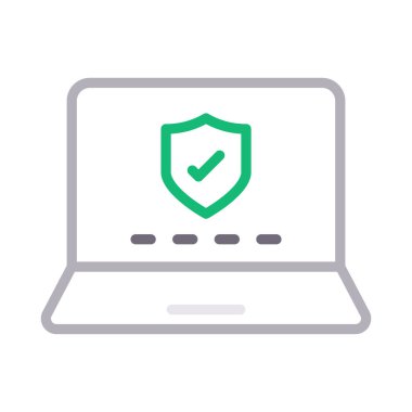 güvenli laptop ince renk hat vektör simge