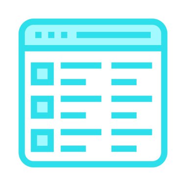 web sayfası ince renk çizgisi vektör simgesi