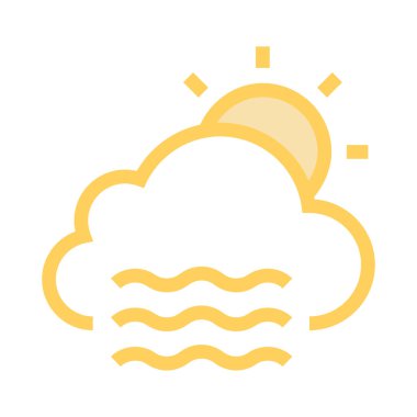 güneş bulutu ince renk çizgisi vektör simgesi