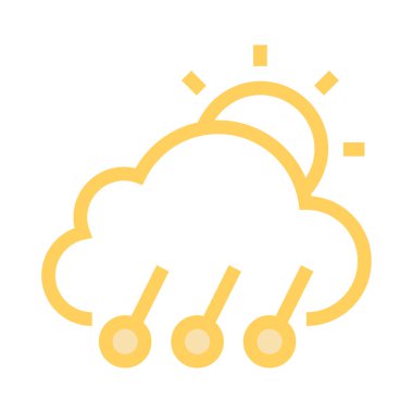 güneş yağmur ince renk çizgisi vektör simgesi